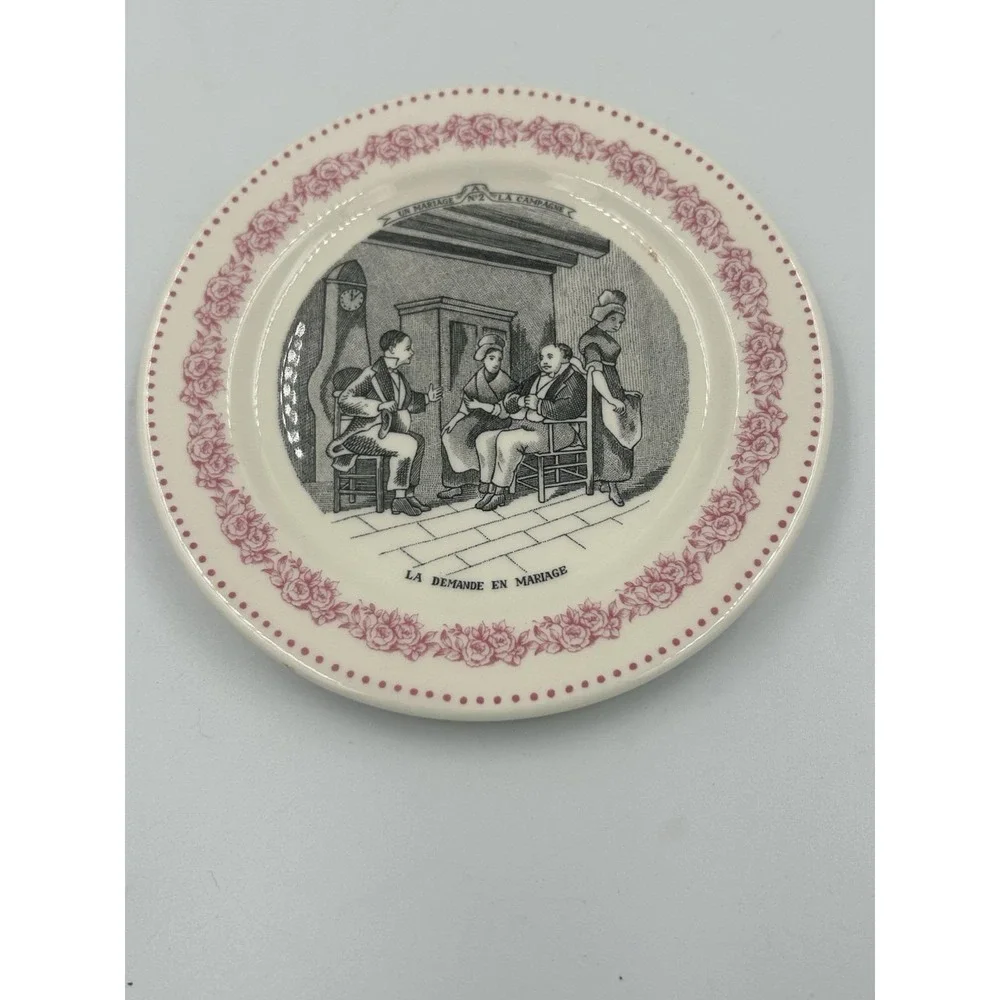 Gien Mariage à la campagne Faience Plates Set of 6,6 in Round Made in France